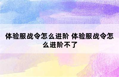 体验服战令怎么进阶 体验服战令怎么进阶不了